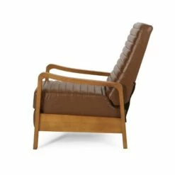 Munro Contemporary Channel Stitch Pushback Recliner Cognac Brown/Teak - Christopher Knight Home -Living Room Chairs store unnamed file 2849