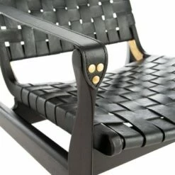 Dilan Leather Safari Chair - Safavieh Black -Living Room Chairs store unnamed file 2878