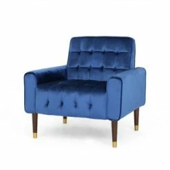 Bourchier Modern Glam Velvet Armchair - Christopher Knight Home Navy Blue -Living Room Chairs store unnamed file 290