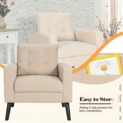 Costway Modern Tufted Accent Chair Fabric Armchair Single Sofa w/ Rubber Wood Legs Blue BeigeGrey 18 Costway Modern Tufted Accent Chair Fabric Armchair Single Sofa w/ Rubber Wood Legs Blue BeigeGrey -Living Room Chairs store unnamed file 2908