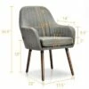 Costway Set of 2 Accent Chairs Fabric Upholstered Armchairs w/Wooden Legs Beige/Gray -Living Room Chairs store unnamed file 291