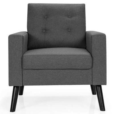 Costway Modern Tufted Accent Chair Fabric Armchair Single Sofa w/ Rubber Wood Legs Blue BeigeGrey 13 Costway Modern Tufted Accent Chair Fabric Armchair Single Sofa w/ Rubber Wood Legs Blue BeigeGrey - Image 11