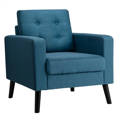 Costway Modern Tufted Accent Chair Fabric Armchair Single Sofa w/ Rubber Wood Legs Blue BeigeGrey 14 Costway Modern Tufted Accent Chair Fabric Armchair Single Sofa w/ Rubber Wood Legs Blue BeigeGrey - Image 12
