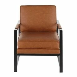 Franklin Armchair with Faux Leather Black/Camel Brown - LumiSource -Living Room Chairs store unnamed file 2935