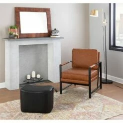 Franklin Armchair with Faux Leather Black/Camel Brown - LumiSource -Living Room Chairs store unnamed file 2938