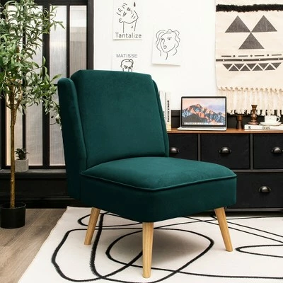 Costway Velvet Accent Chair Single Sofa Chair Leisure Chair with Wood Frame 4 Costway Velvet Accent Chair Single Sofa Chair Leisure Chair with Wood Frame - Image 2