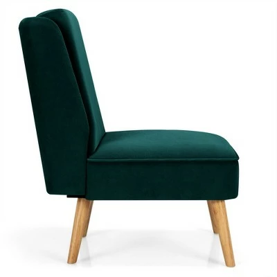 Costway Velvet Accent Chair Single Sofa Chair Leisure Chair with Wood Frame 9 Costway Velvet Accent Chair Single Sofa Chair Leisure Chair with Wood Frame - Image 7