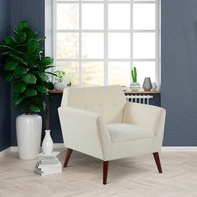 HomCom Traditional Button Tufted Linen Polygon Armchair Seat 3 HomCom Traditional Button Tufted Linen Polygon Armchair Seat