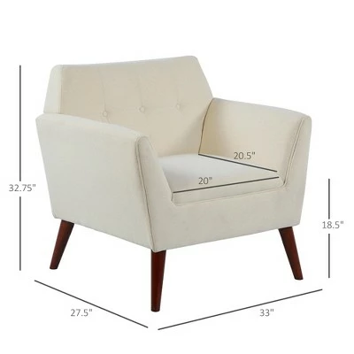 HomCom Traditional Button Tufted Linen Polygon Armchair Seat 6 HomCom Traditional Button Tufted Linen Polygon Armchair Seat - Image 4