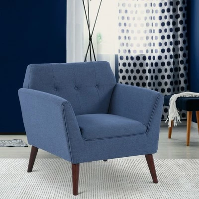 HomCom Traditional Button Tufted Linen Polygon Armchair Seat 10 HomCom Traditional Button Tufted Linen Polygon Armchair Seat - Image 8