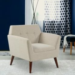 HomCom Traditional Button Tufted Linen Polygon Armchair Seat 19 HomCom Traditional Button Tufted Linen Polygon Armchair Seat -Living Room Chairs store unnamed file 3075