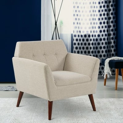 HomCom Traditional Button Tufted Linen Polygon Armchair Seat 11 HomCom Traditional Button Tufted Linen Polygon Armchair Seat - Image 9