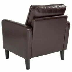 Emma and Oliver Living Room Arm Chair Single Seat Couch in Brown LeatherSoft