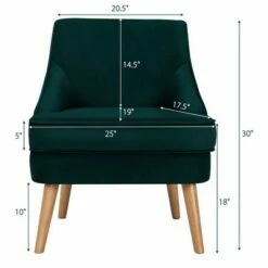 Costway Set of 2 Accent Chairs Velvet Single Sofa Chair w/Rubber Wood Legs PinkGreenGrey