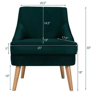 Costway Set of 2 Accent Chairs Velvet Single Sofa Chair w/Rubber Wood Legs PinkGreenGrey 3 Costway Set of 2 Accent Chairs Velvet Single Sofa Chair w/Rubber Wood Legs PinkGreenGrey