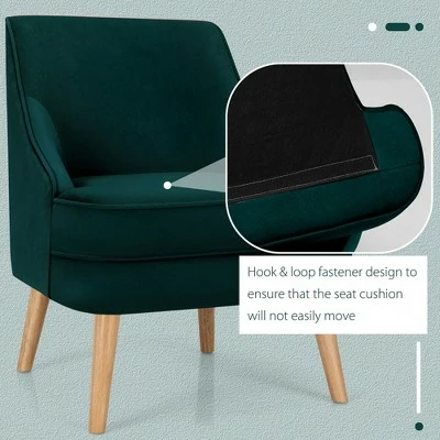 Costway Set of 2 Accent Chairs Velvet Single Sofa Chair w/Rubber Wood Legs PinkGreenGrey 11 Costway Set of 2 Accent Chairs Velvet Single Sofa Chair w/Rubber Wood Legs PinkGreenGrey - Image 9