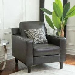 Olivia Top Grain Leather Armchair - Abbyson Living Cream