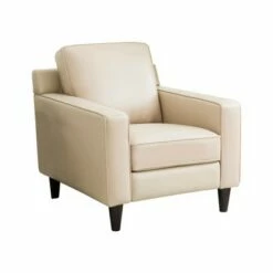 Olivia Top Grain Leather Armchair - Abbyson Living Cream -Living Room Chairs store unnamed file 3201