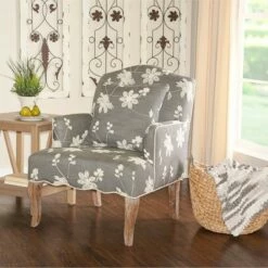 Floral Upholstered Armchair - Gray - Linon -Living Room Chairs store unnamed file 3219