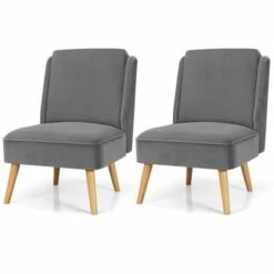 Costway 2PCS Velvet Accent Chair Single Sofa Chair Leisure Chair with Wood Frame -Living Room Chairs store unnamed file 3256