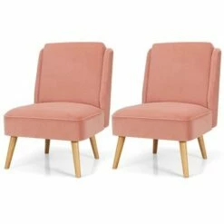 Costway 2PCS Velvet Accent Chair Single Sofa Chair Leisure Chair with Wood Frame -Living Room Chairs store unnamed file 3257