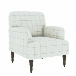 Everlee Armchair with Gray Wash Legs - Handy Living Checked Denim