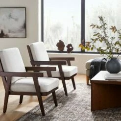 Threshold Designed W/Studio McGee Grantsville Wood Frame Accent Chair with Grid Back - Threshold™ designed with Studio McGee Dark Wood