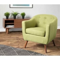 Rockwell Mid-Century Modern Accent Chair Brown/Green - LumiSource -Living Room Chairs store unnamed file 3352