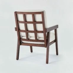 Threshold Designed W/Studio McGee Grantsville Wood Frame Accent Chair with Grid Back - Threshold™ designed with Studio McGee Dark Wood -Living Room Chairs store unnamed file 336