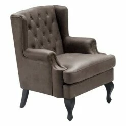 Mason Tufted Armchair with Brass Nailheads - Serta Navy Blue