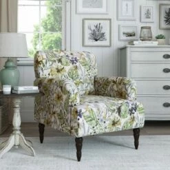 Everlee Armchair with Espresso Legs - Handy Living Coral Paisley 14 Everlee Armchair with Espresso Legs - Handy Living Coral Paisley -Living Room Chairs store unnamed file 3561