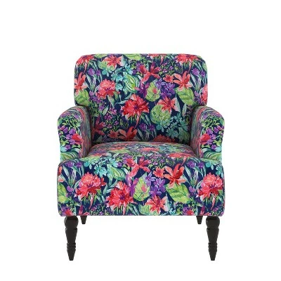 Everlee Armchair with Espresso Legs - Handy Living Coral Paisley 10 Everlee Armchair with Espresso Legs - Handy Living Coral Paisley - Image 8