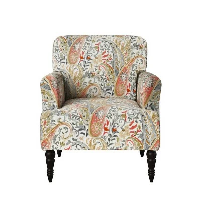 Everlee Armchair with Espresso Legs - Handy Living Coral Paisley 11 Everlee Armchair with Espresso Legs - Handy Living Coral Paisley - Image 9
