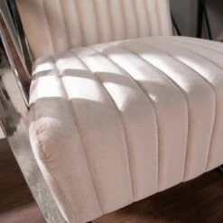 Echidna Velveteen Accent Chair Champagne/Chrome - Aiden Lane -Living Room Chairs store unnamed file 3581