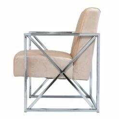 Echidna Velveteen Accent Chair Champagne/Chrome - Aiden Lane -Living Room Chairs store unnamed file 3582