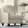 55 Downing Street Tivoli Beige Linen Tufted Armchair