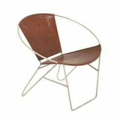 Olivia & May Metal and Leather Chair Gold - Olivia & May -Living Room Chairs store unnamed file 3691