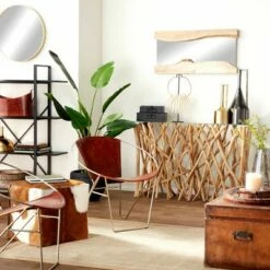 Olivia & May Metal and Leather Chair Gold - Olivia & May -Living Room Chairs store unnamed file 3695