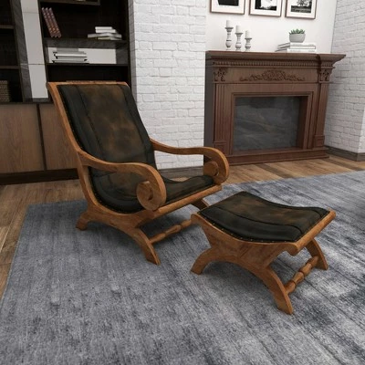 Olivia & May Set of 2 Traditional Leather Accent Chairs Dark Brown - Olivia & May 9 Olivia & May Set of 2 Traditional Leather Accent Chairs Dark Brown - Olivia & May - Image 7