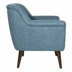 Dane Accent Chair with Dark Coffee Finish Legs - OSP Home Furnishings Blue Steel
