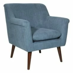 Dane Accent Chair with Dark Coffee Finish Legs - OSP Home Furnishings Blue Steel -Living Room Chairs store unnamed file 3809