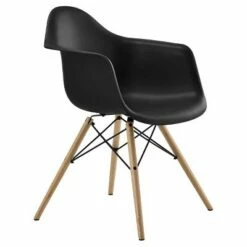 Room & Joy Mid-Century Modern Molded Armchair with Wood Leg - Dorel Home Products Black