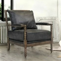Eves Accent Chair Fabric and Wood Warm Gray - HOMES: Inside + Out