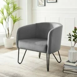 Parkway Velvet Accent Chair - Crosley Gray
