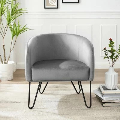 Parkway Velvet Accent Chair - Crosley Gray 4 Parkway Velvet Accent Chair - Crosley Gray - Image 2