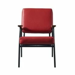 Denver Armchair with Metal Leg and Wood Armrest Red/Black Finish - Teamson Home