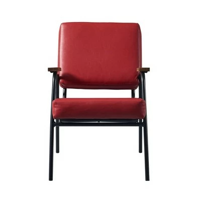 Denver Armchair with Metal Leg and Wood Armrest Red/Black Finish - Teamson Home 3 Denver Armchair with Metal Leg and Wood Armrest Red/Black Finish - Teamson Home