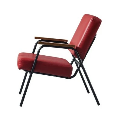 Denver Armchair with Metal Leg and Wood Armrest Red/Black Finish - Teamson Home 4 Denver Armchair with Metal Leg and Wood Armrest Red/Black Finish - Teamson Home - Image 2