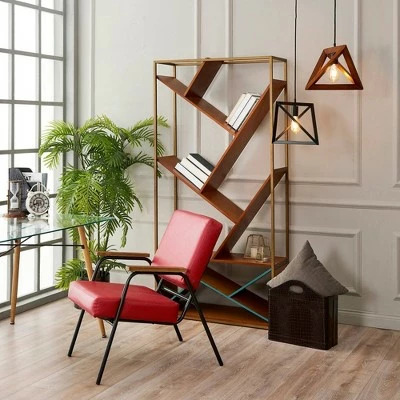 Denver Armchair with Metal Leg and Wood Armrest Red/Black Finish - Teamson Home 7 Denver Armchair with Metal Leg and Wood Armrest Red/Black Finish - Teamson Home - Image 5