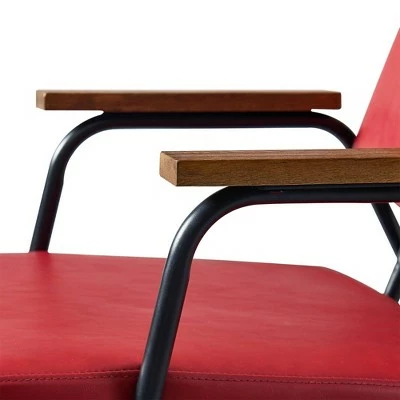 Denver Armchair with Metal Leg and Wood Armrest Red/Black Finish - Teamson Home 10 Denver Armchair with Metal Leg and Wood Armrest Red/Black Finish - Teamson Home - Image 8